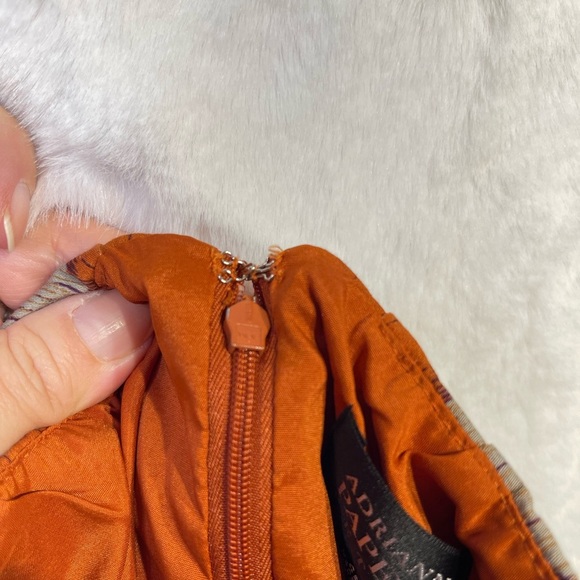 Adrianna Papell Womens 4P Burnt Orange Chevron Mini Dress Lined Pockets Pullover - Picture 16 of 16